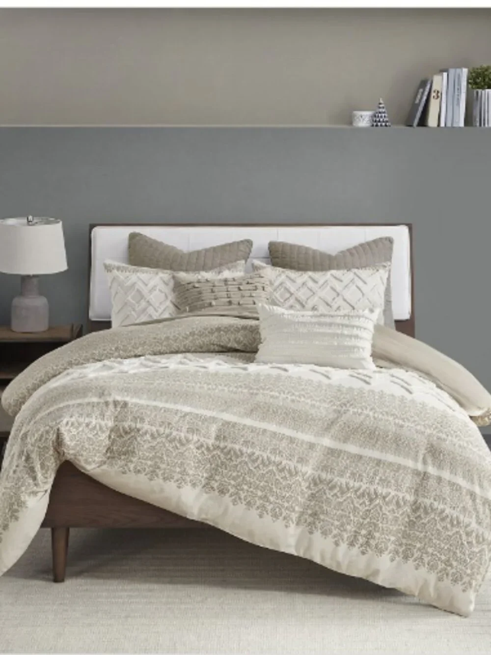 Mila 3-Piece Taupe Cotton Full/Queen Duvet Cover Set